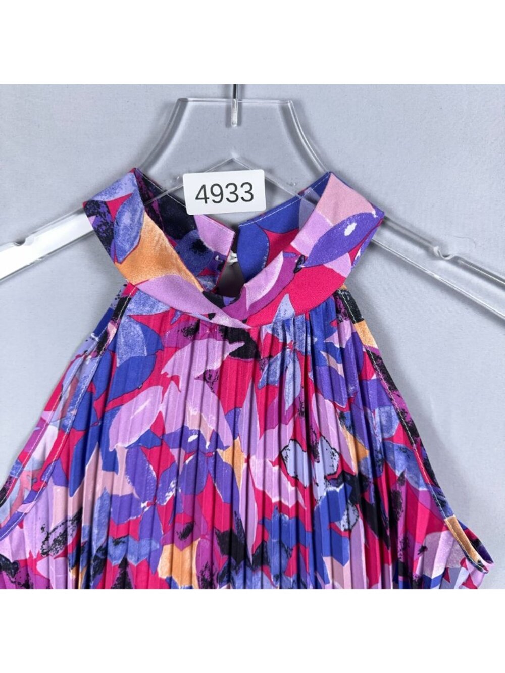 Shein Dress Size Small Sleeveless Floral Pleated Halter Neck Midi Multicolor - Picture 7 of 7